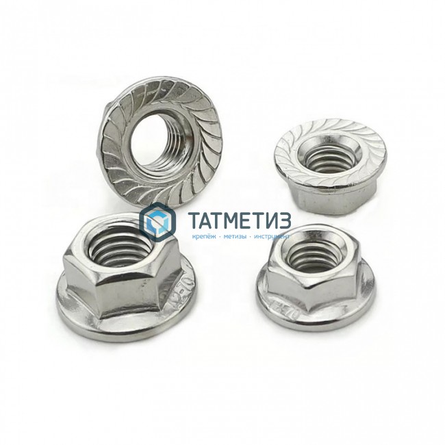 Гайка  М 8 DIN 6923 А4-70 с фланцем -  магазин крепежа «ТАТМЕТИЗ»