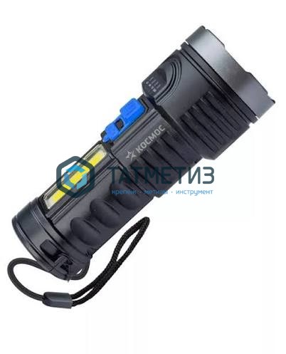 Фонарь ручной аккум.LED 3Вт + COB 3Вт. Li-ion, 1.2А.ч, USB-шнур, КОСМОС 18650 -  магазин «ТАТМЕТИЗ»