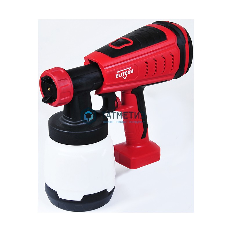 Краскопульт аккум, ELITECH КА 18БЛП, 1л/мин, сопло 1,8/2,6 мм, бак-0.8л, вяз.краски 60 DIN/сек, 1,4к -  магазин крепежа «ТАТМЕТИЗ»