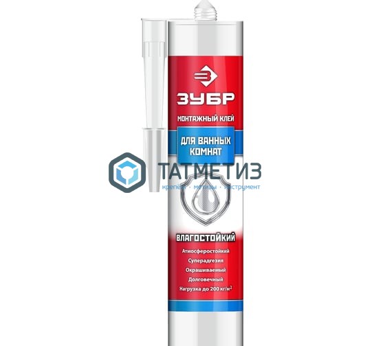 Клей монтажный ЗУБР КМ 800 влагостойкий, 300мл Клей монтажный ЗУБР КМ 800 влагостойкий, 300мл