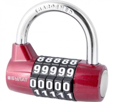 Замок навесной БУЛАТ ВС 655 кодовый красный d=7мм -  магазин «ТАТМЕТИЗ»
