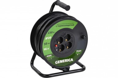 Удлинитель на кат. 4х50м с/з, 16А IP20 УК50 2P+PE 3х1.5 термозащита GENERICA IEK -  магазин «ТАТМЕТИЗ»