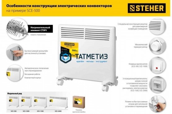 Конвектор электрический STEHER 2 кВт -  магазин крепежа «ТАТМЕТИЗ»